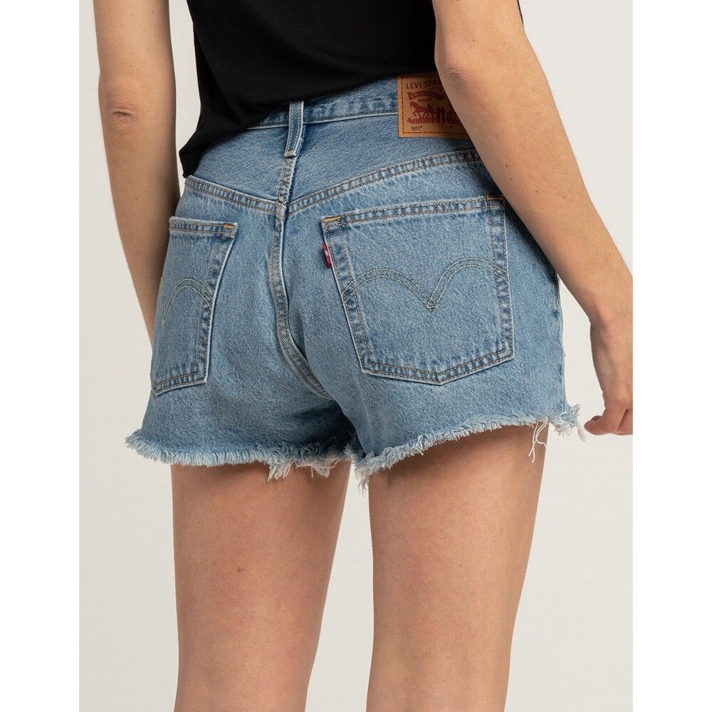 Levi’s 501 High Rise Women’s Shorts Size 28 Medium Wash Cut Off Blue Denim NWT - Picture 3 of 15